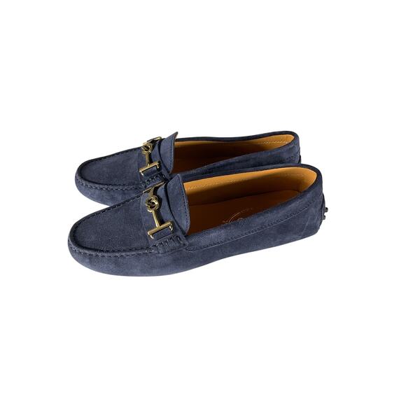 Tod's Gommino 'Driving' Blue Suede Shoes Size 6 - Picture 2 of 6